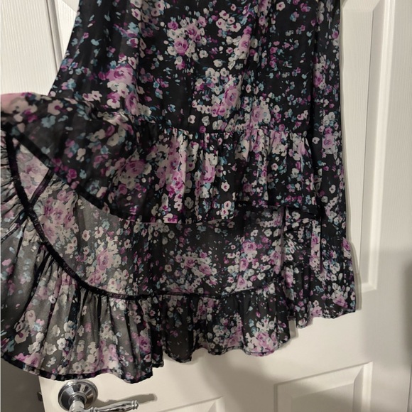 Torrid Black Print Shirt with Pink and Blue Floral Pattern - Picture 2 of 5
